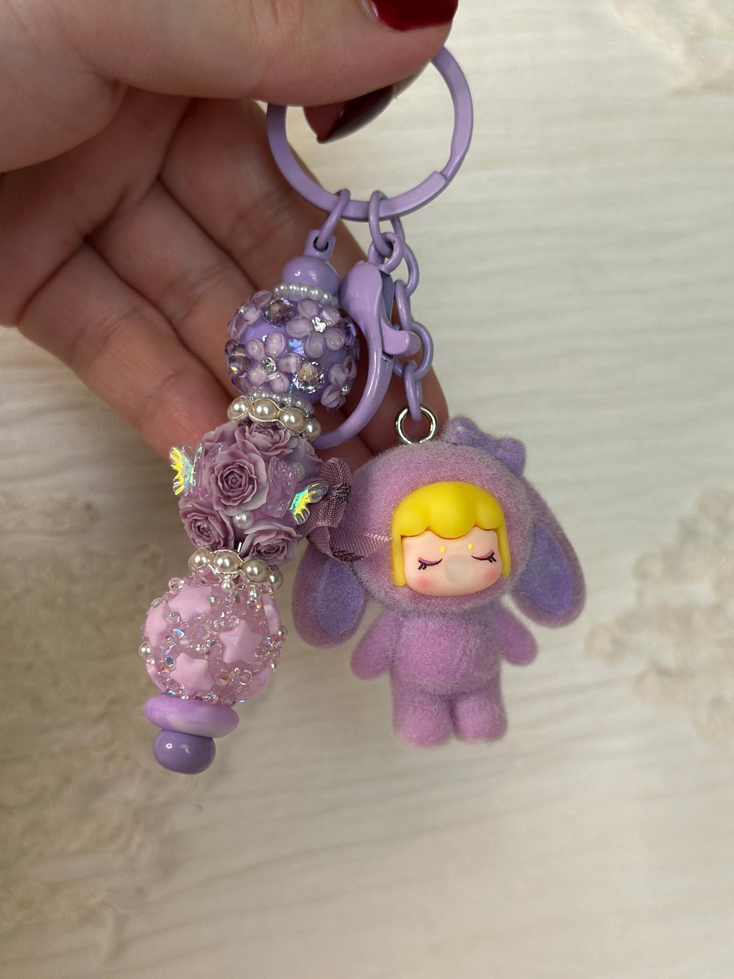 Cute Bubble Character Keychain: Beaded Baby Charm