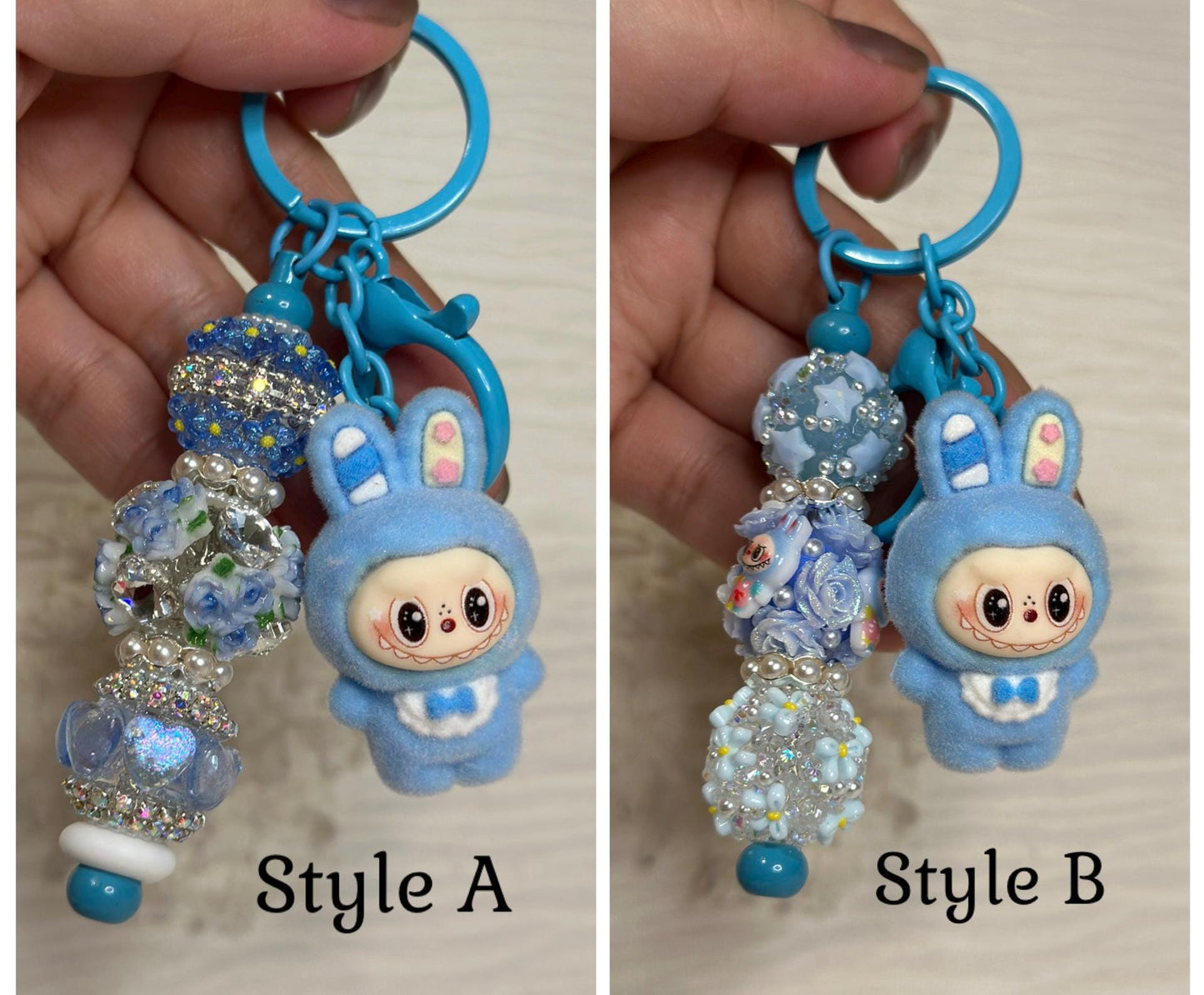 Cute Monster Plush Keychain: Rhinestone Beaded Bag Charm