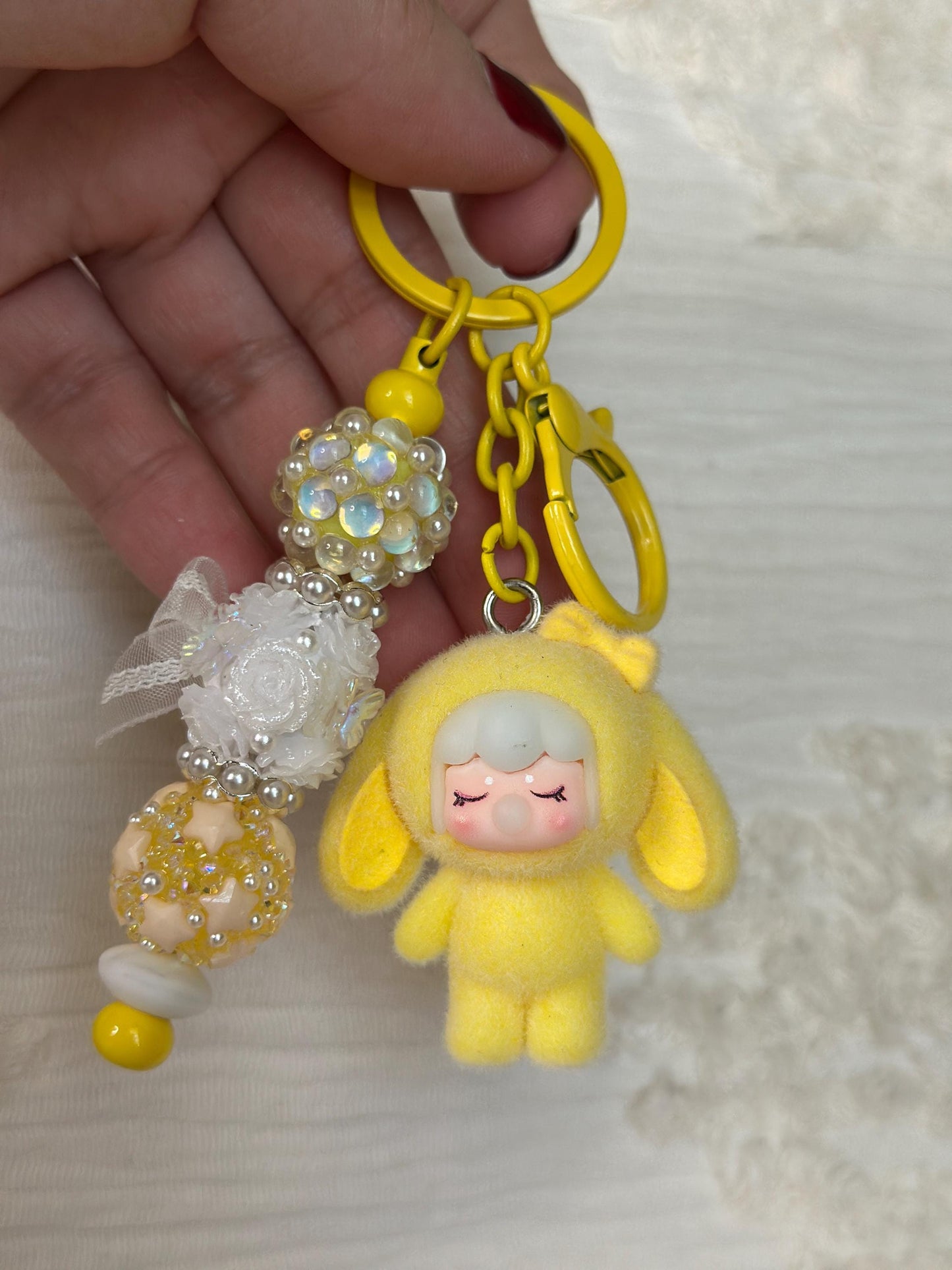 Cute Bubble Character Keychain: Beaded Baby Charm
