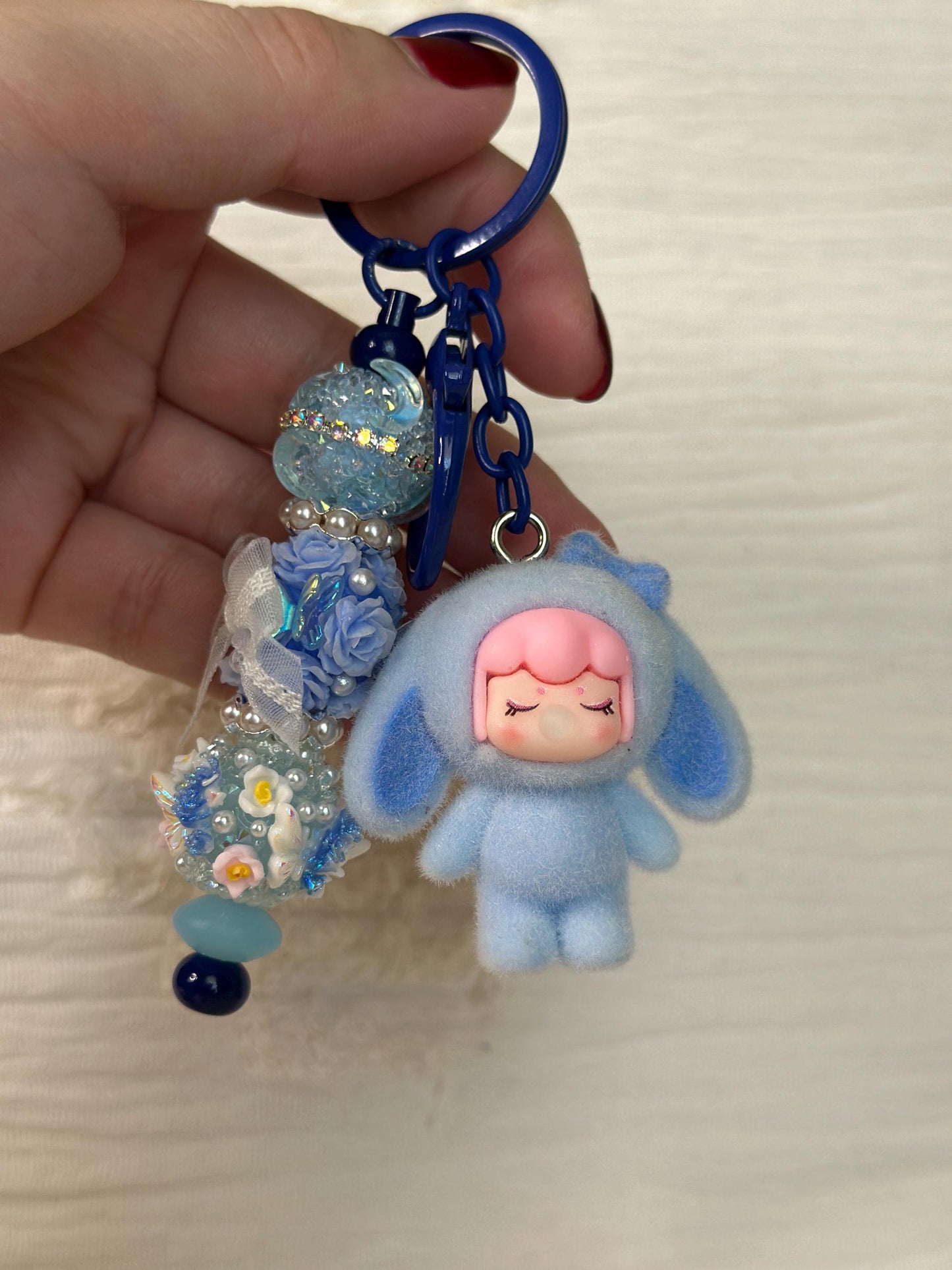 Cute Bubble Character Keychain: Beaded Baby Charm