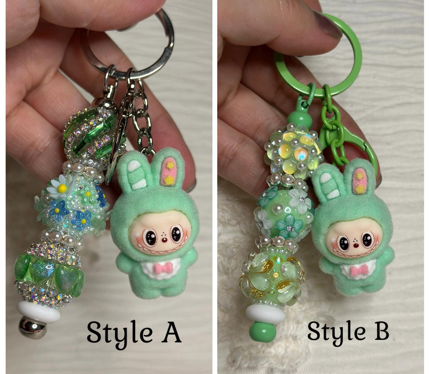 Cute Monster Plush Keychain: Rhinestone Beaded Bag Charm