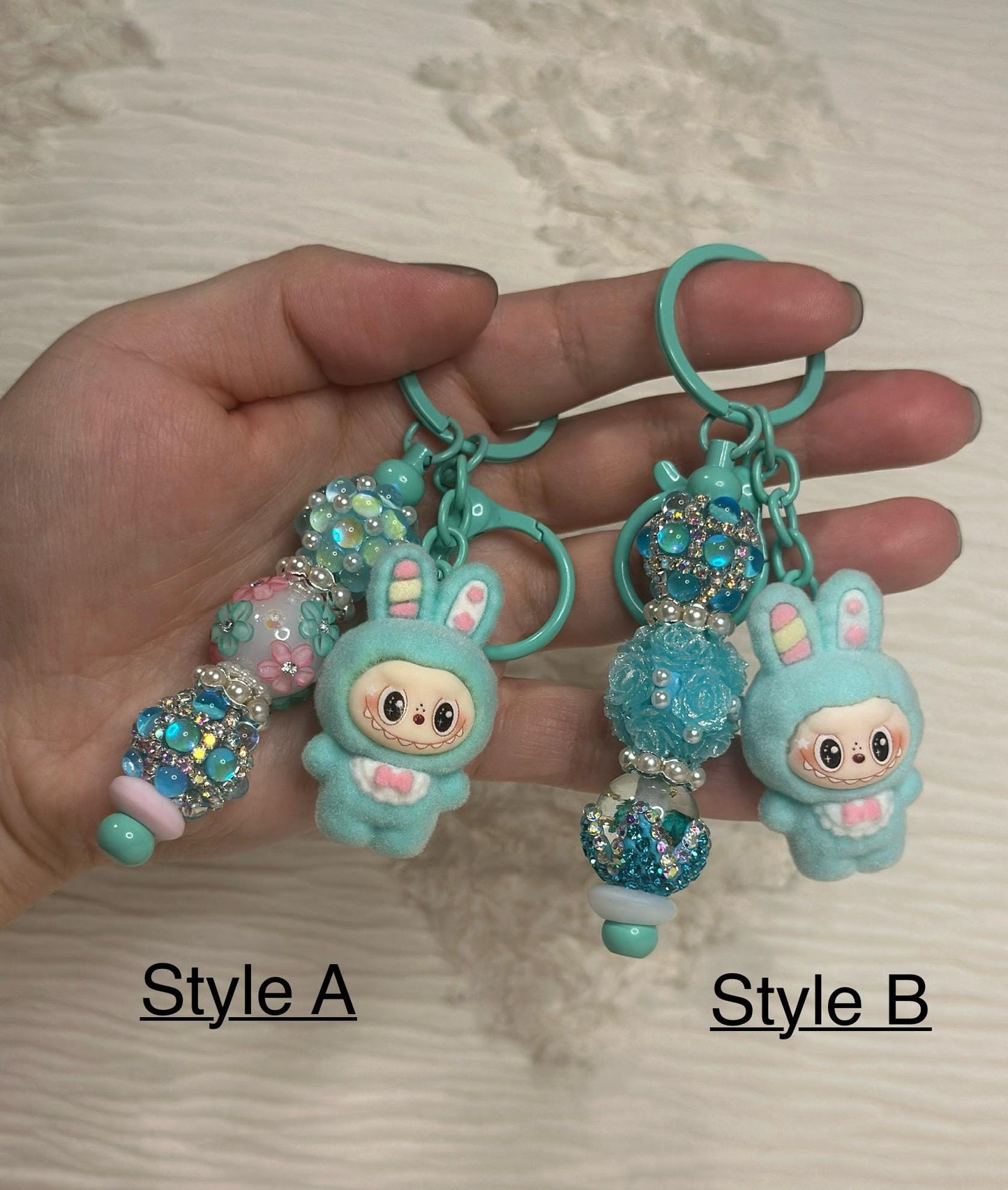 Cute Monster Plush Keychain: Rhinestone Beaded Bag Charm