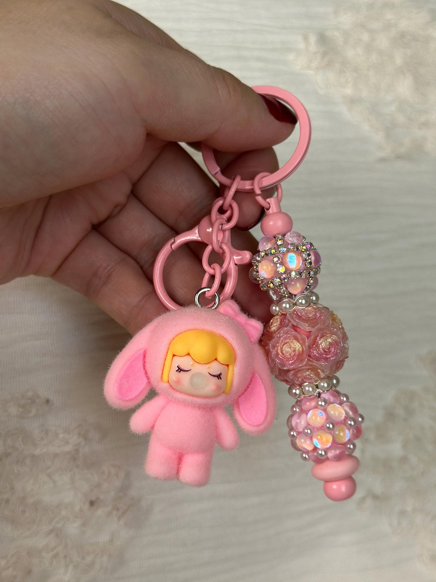Cute Bubble Character Keychain: Beaded Baby Charm