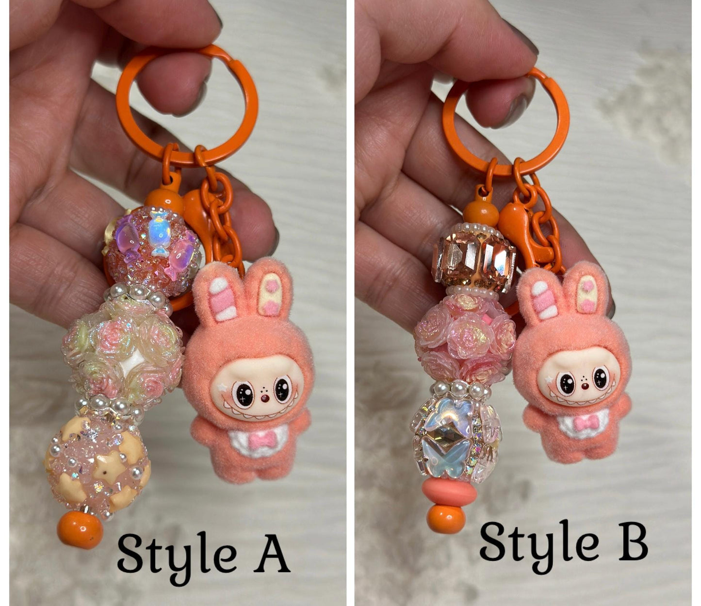 Cute Monster Plush Keychain: Rhinestone Beaded Bag Charm