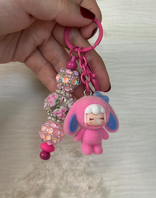 Cute Bubble Character Keychain: Beaded Baby Charm