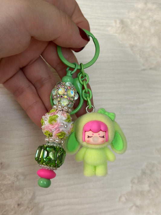 Cute Bubble Character Keychain: Beaded Baby Charm